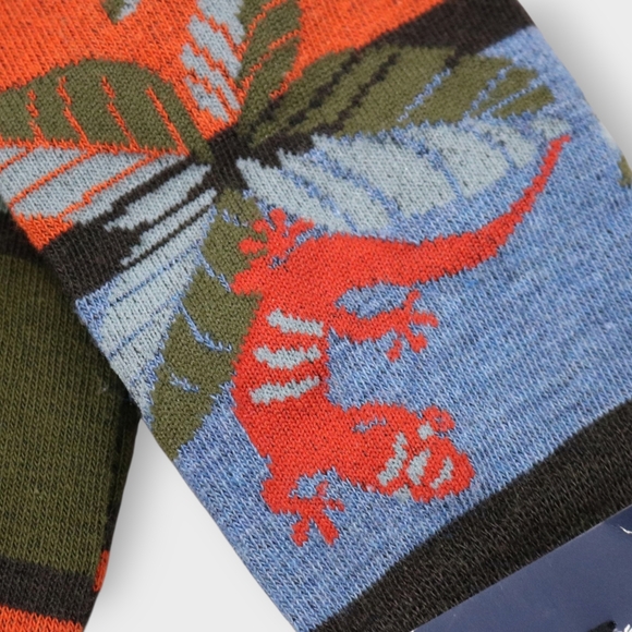 Caribbean Joe Gecko Orange Tropical Polyester Blend One-Pair Socks size 10-13 - Picture 4 of 5
